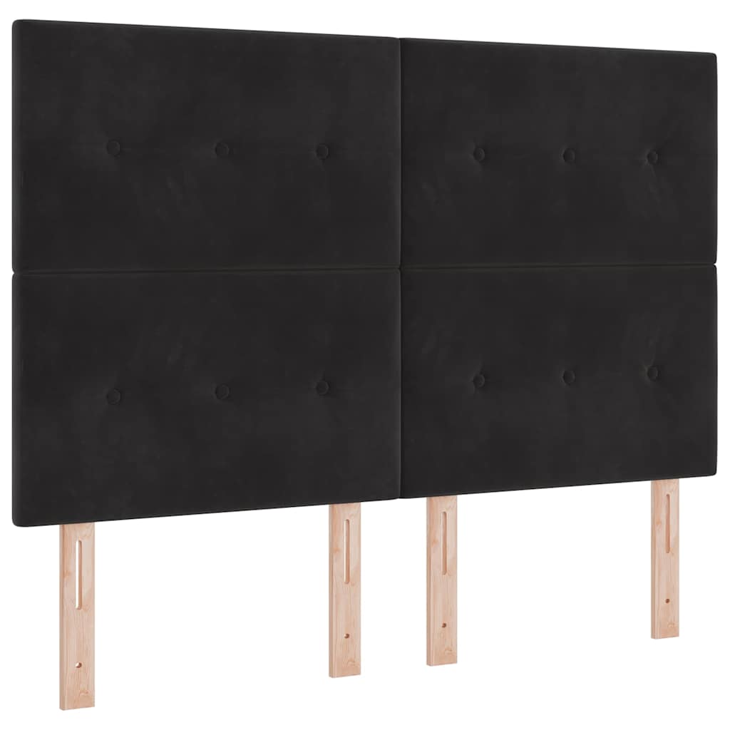 vidaXL LED Κρεβάτι με βάθρο με κεφαλάρι Μαύρο 160 x 200 cm Βελούδο