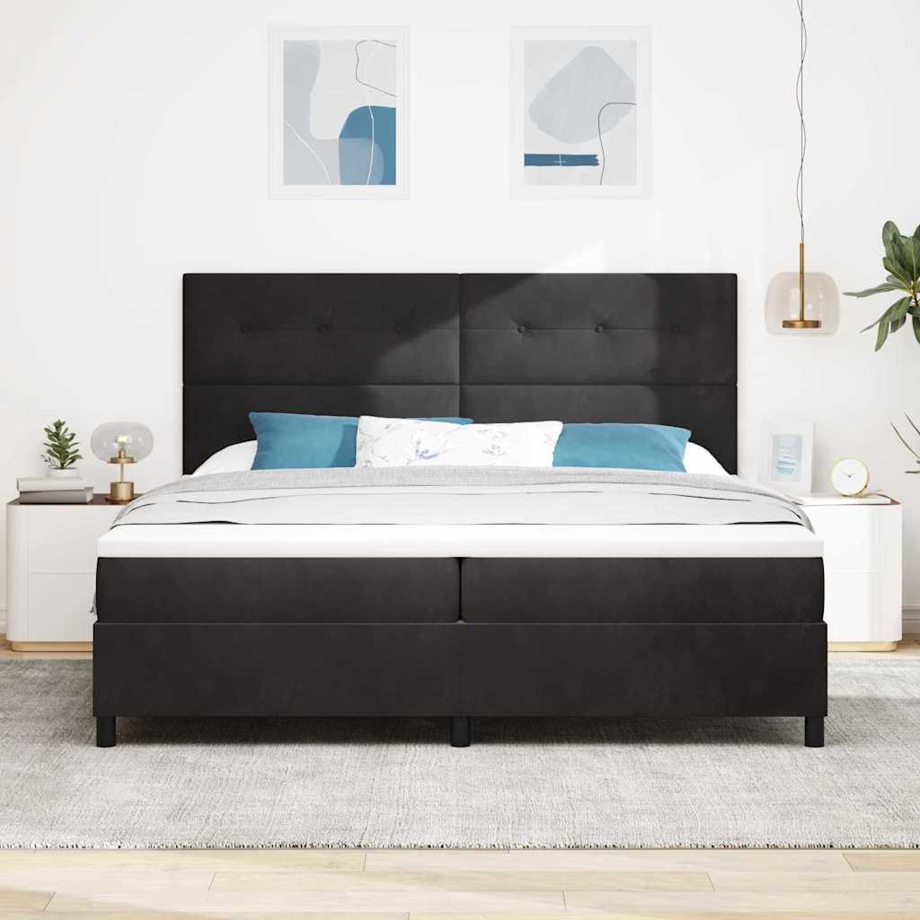 vidaXL LED Κρεβάτι με βάθρο με κεφαλάρι Μαύρο 200 x 200 cm Βελούδο