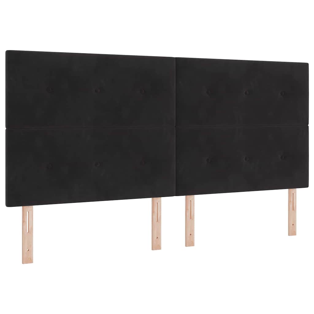 vidaXL LED Κρεβάτι με βάθρο με κεφαλάρι Μαύρο 200 x 200 cm Βελούδο
