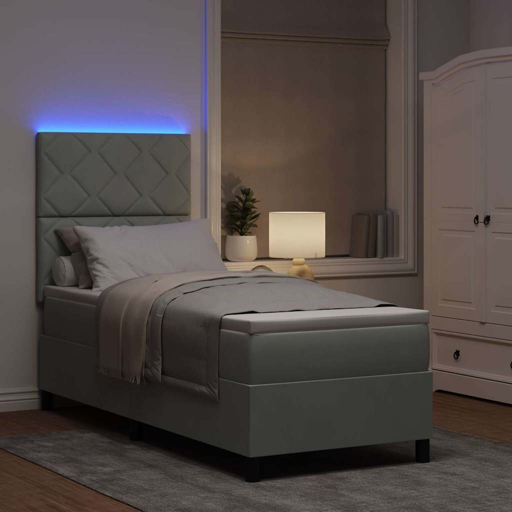 vidaXL LED Κρεβάτι με βάθρο Ανοιχτό γκρι 80 x 200 cm Βελούδο