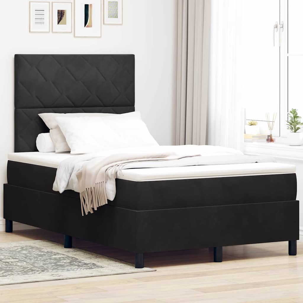 vidaXL LED Κρεβάτι με βάθρο με κεφαλάρι Μαύρο 120 x 190 cm Βελούδο