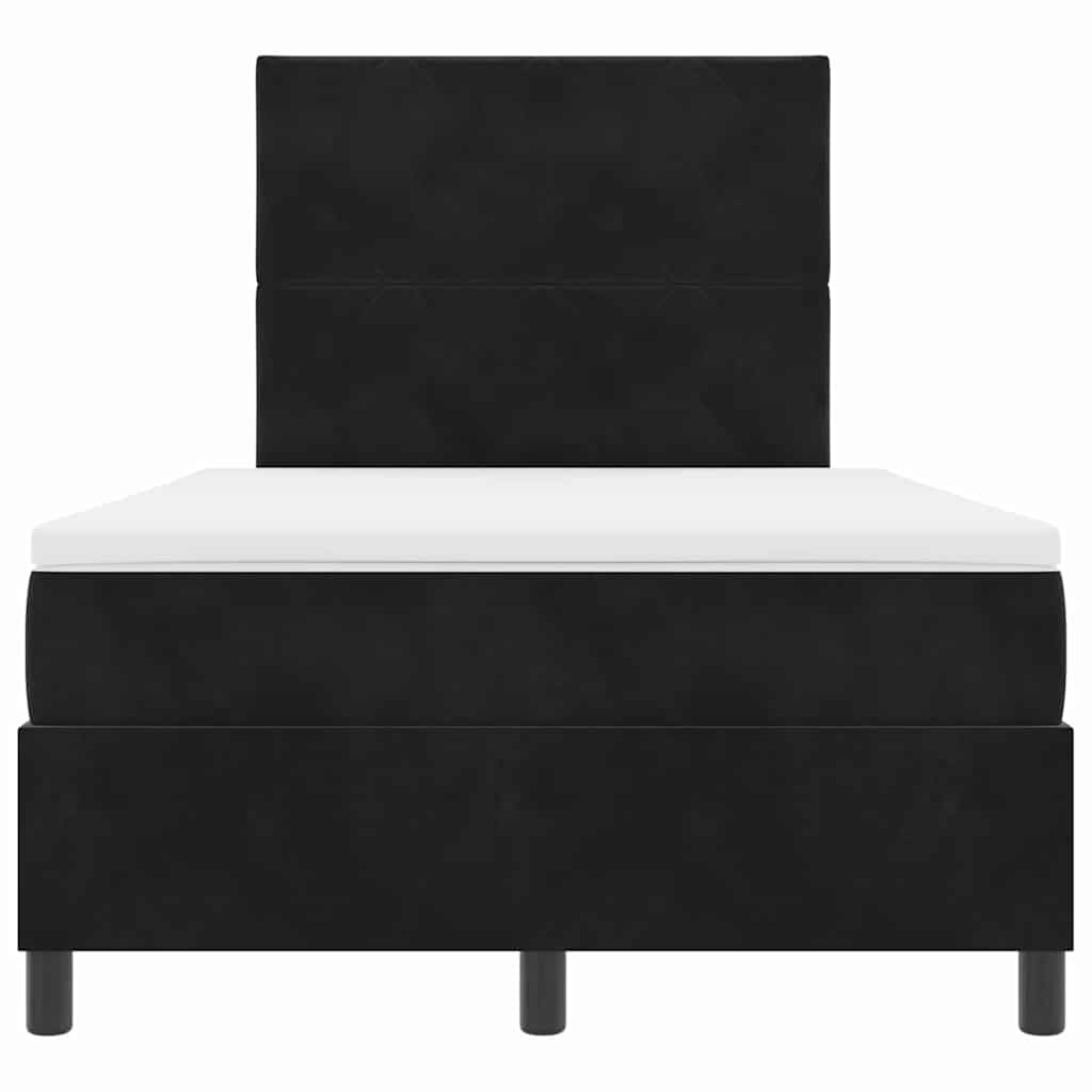vidaXL LED Κρεβάτι με βάθρο με κεφαλάρι Μαύρο 120 x 190 cm Βελούδο