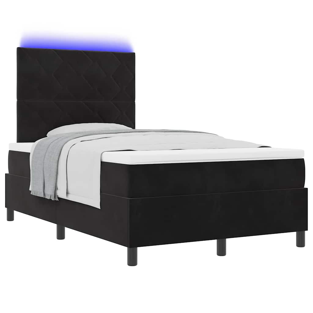 vidaXL LED Κρεβάτι με βάθρο με κεφαλάρι Μαύρο 120 x 190 cm Βελούδο