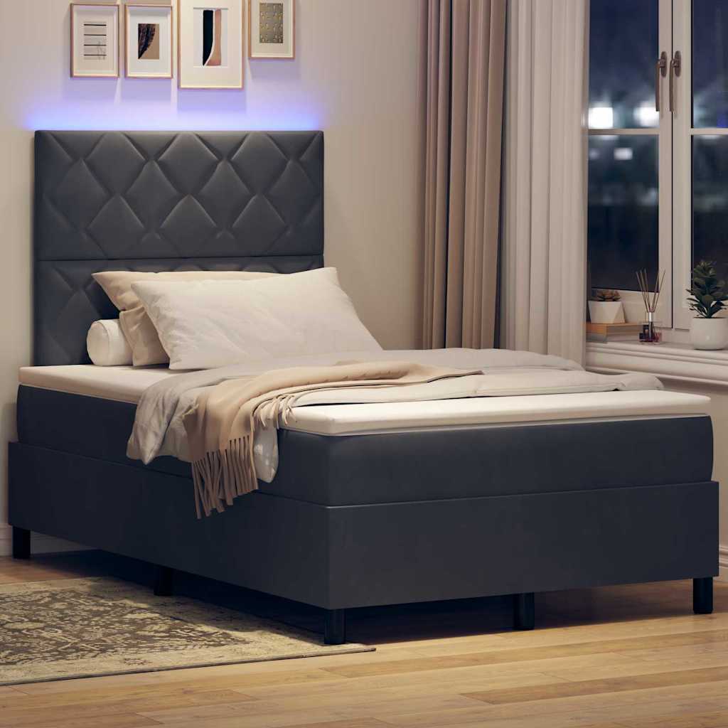 vidaXL LED Κρεβάτι με βάθρο Σκούρο Γκρι 120 x 200 cm Βελούδο