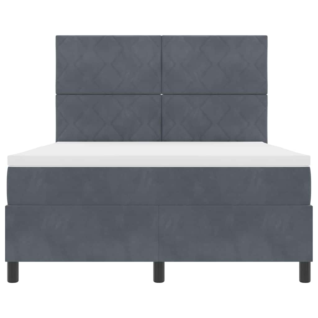 vidaXL LED Κρεβάτι με βάθρο Σκούρο Γκρι 160 x 200 cm Βελούδο