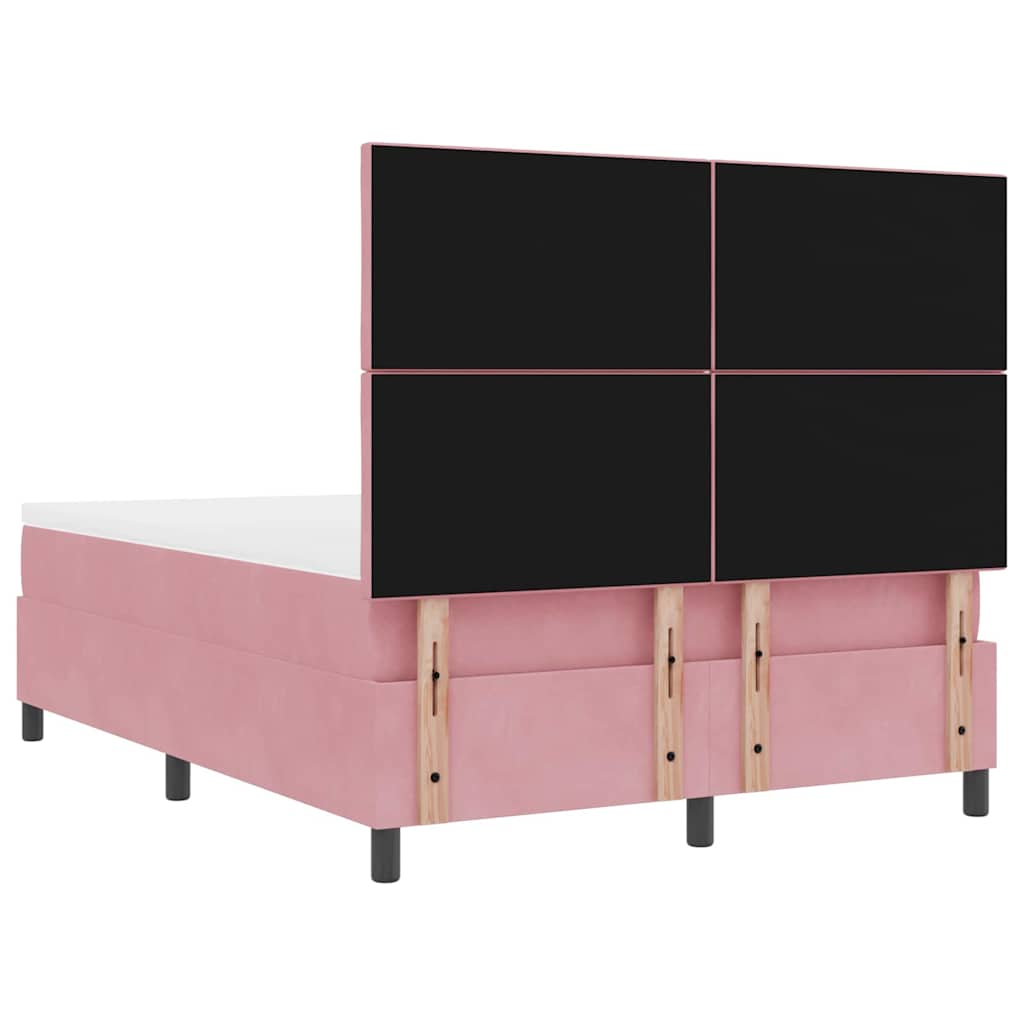 vidaXL LED Κρεβάτι με βάθρο με κεφαλάρι Ροζ 160 x 200 cm Βελούδο