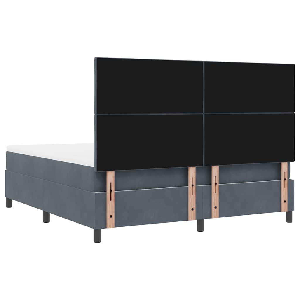 vidaXL LED Κρεβάτι με βάθρο Σκούρο Γκρι 180 x 200 cm Βελούδο