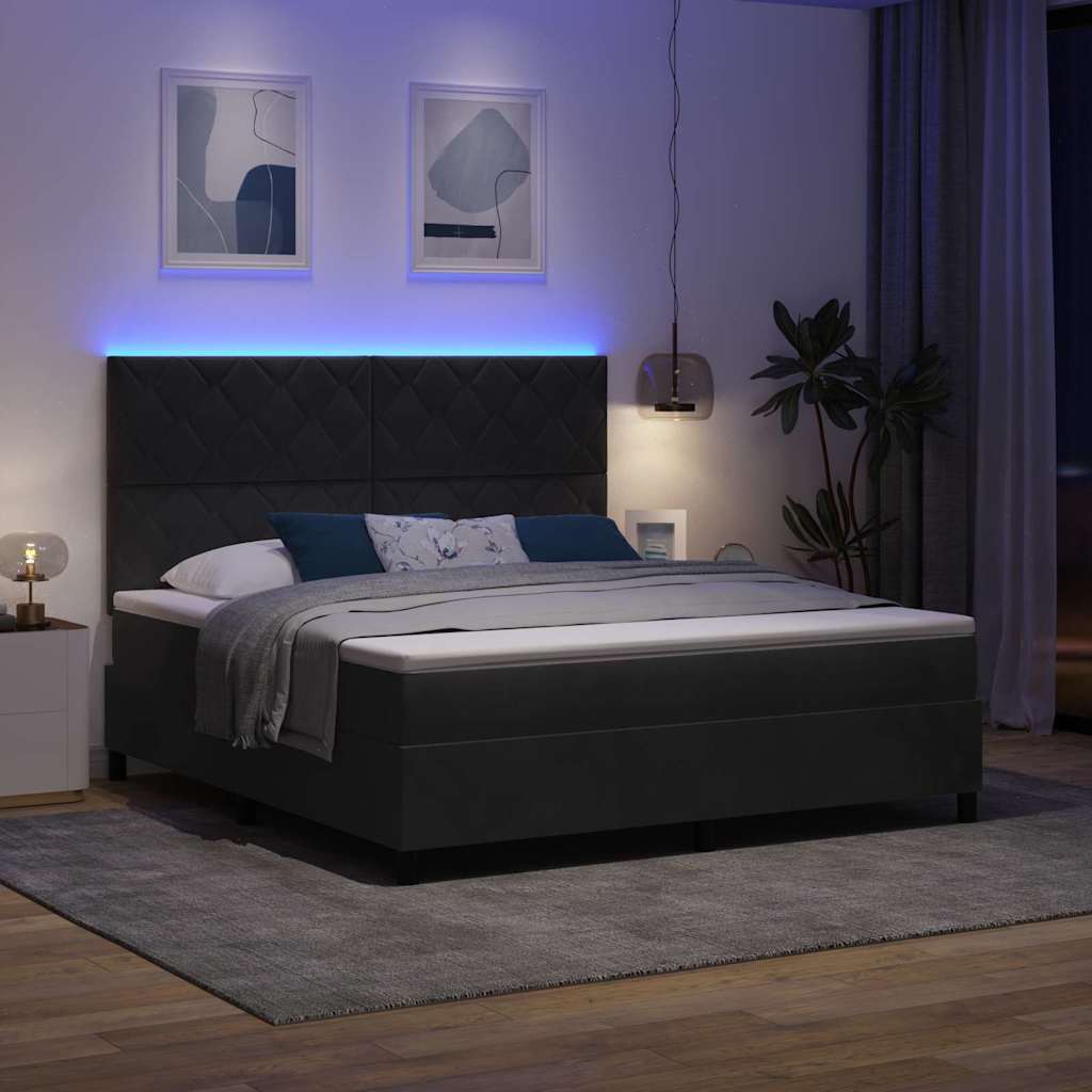 vidaXL LED Κρεβάτι με βάθρο με κεφαλάρι Μαύρο 180 x 200 cm Βελούδο