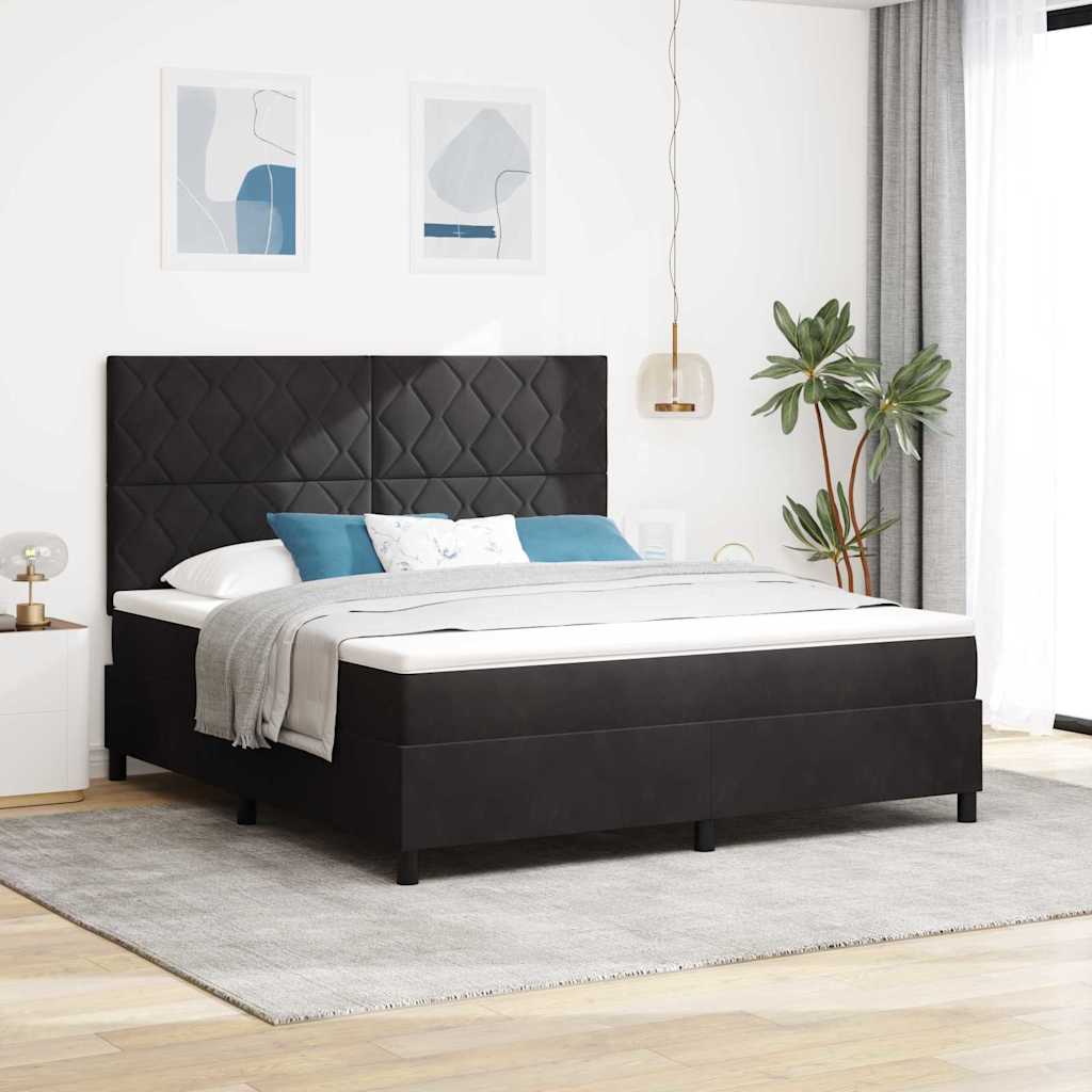 vidaXL LED Κρεβάτι με βάθρο με κεφαλάρι Μαύρο 180 x 200 cm Βελούδο
