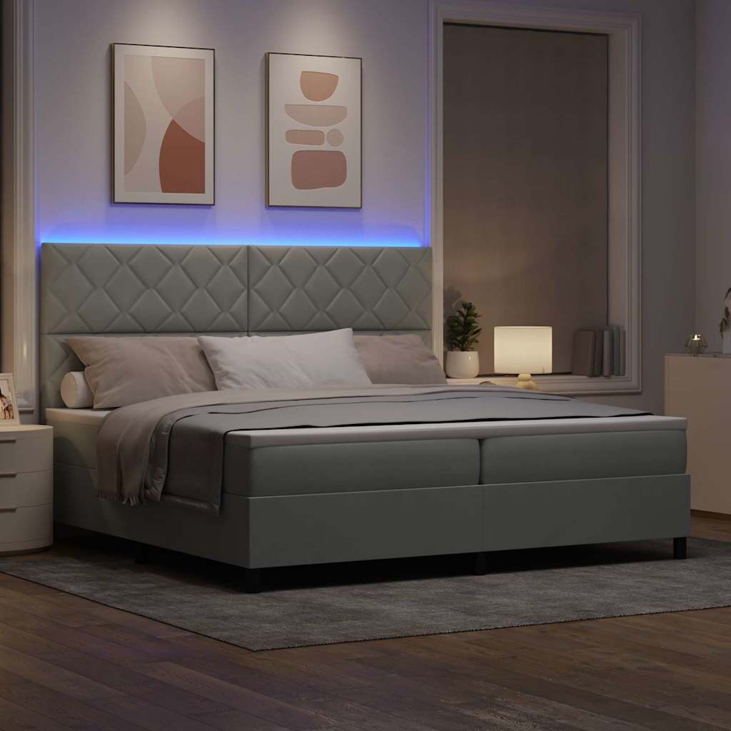 vidaXL LED Κρεβάτι με βάθρο Ανοιχτό γκρι 200 x 200 cm Βελούδο