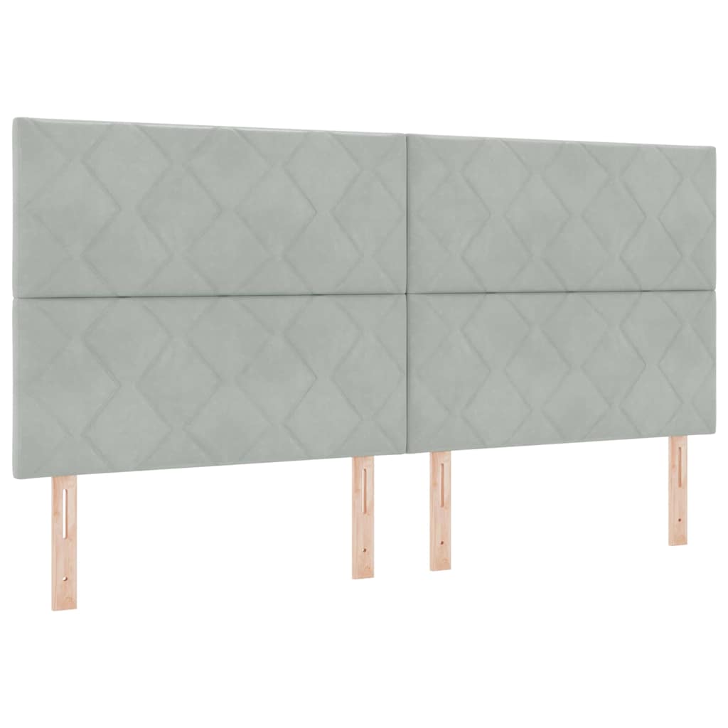 vidaXL LED Κρεβάτι με βάθρο Ανοιχτό γκρι 200 x 200 cm Βελούδο