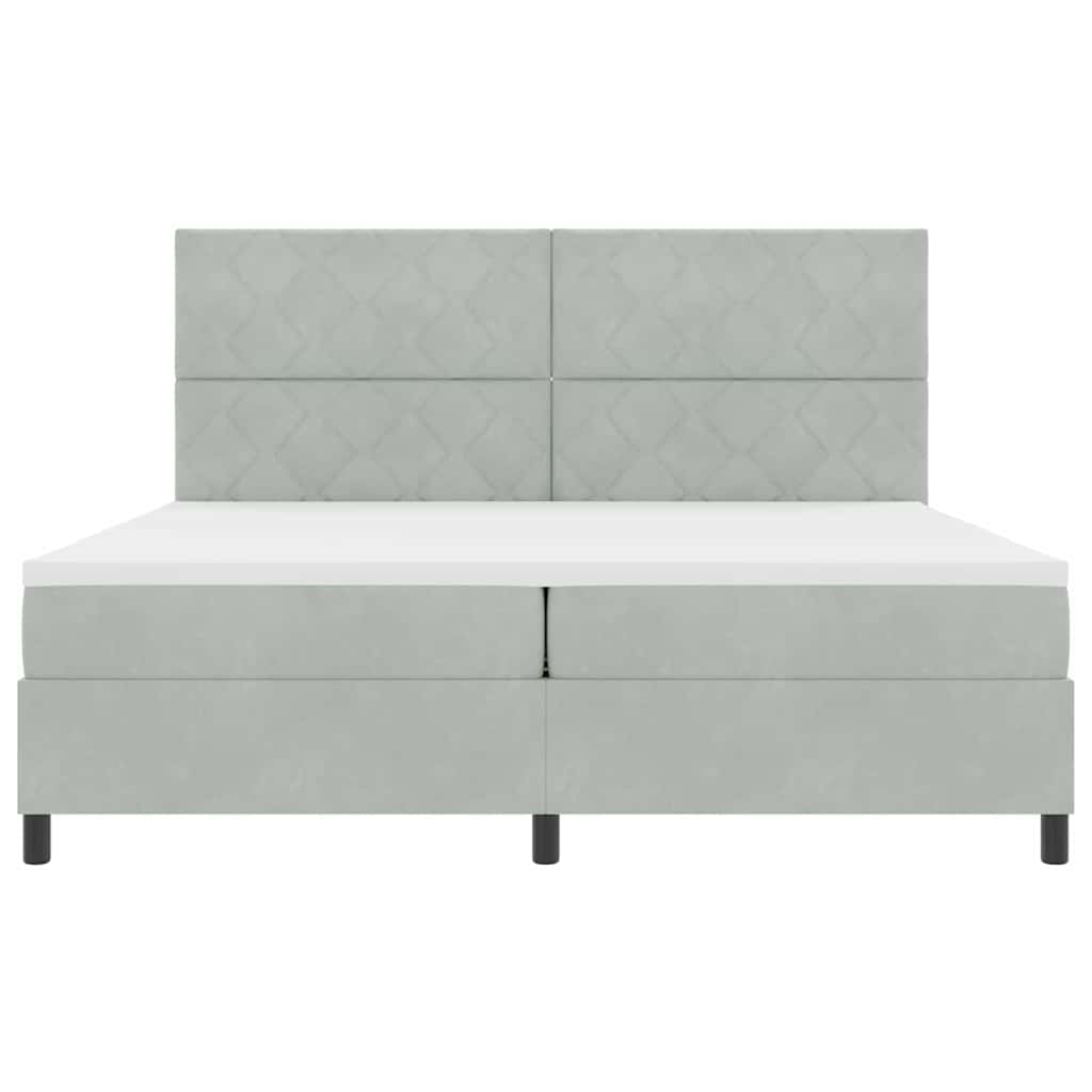 vidaXL LED Κρεβάτι με βάθρο Ανοιχτό γκρι 200 x 200 cm Βελούδο