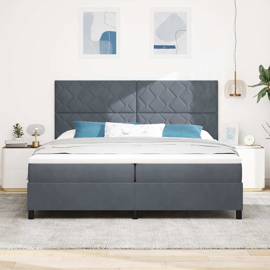 vidaXL LED Κρεβάτι με βάθρο Σκούρο Γκρι 200 x 200 cm Βελούδο