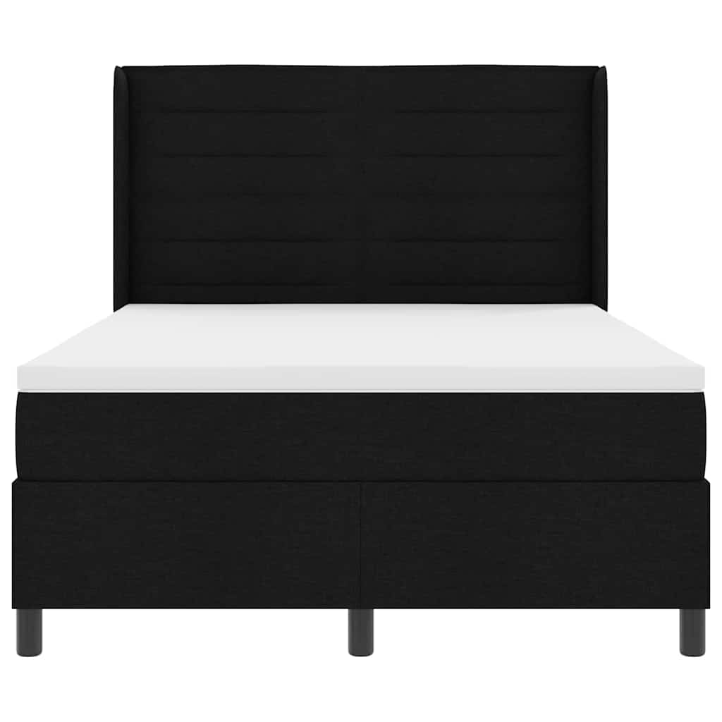 vidaXL LED Κρεβάτι με βάθρο με στρώμα Μαύρο 140 x 190 cm ύφασμα