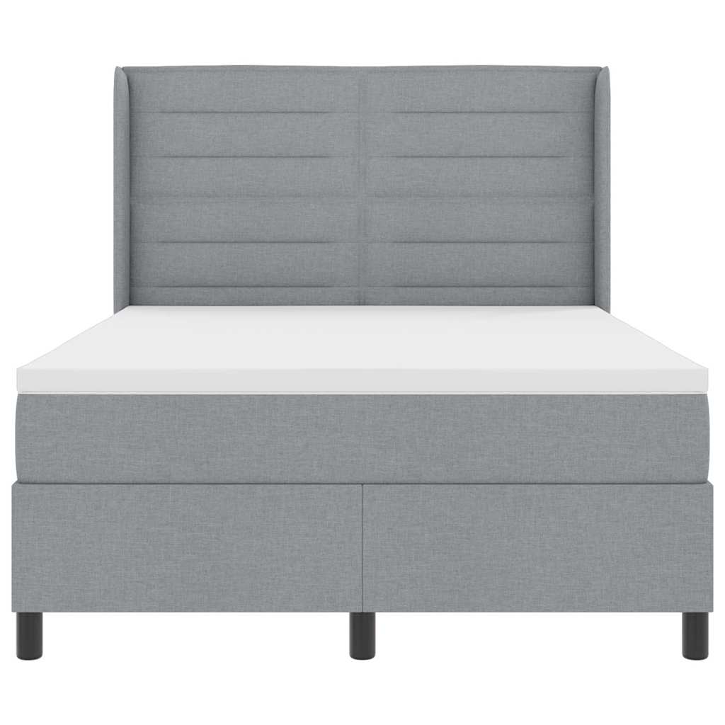 vidaXL LED Κρεβάτι με βάθρο με στρώμα Ανοιχτό γκρι 160 x 200 cm ύφασμα