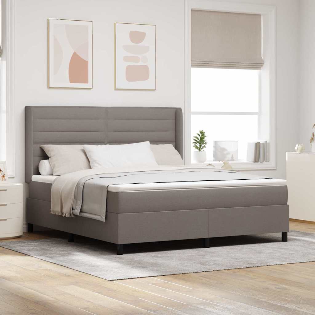 vidaXL LED Κρεβάτι με βάθρο με κεφαλάρι Taupe 180 x 200 cm ύφασμα