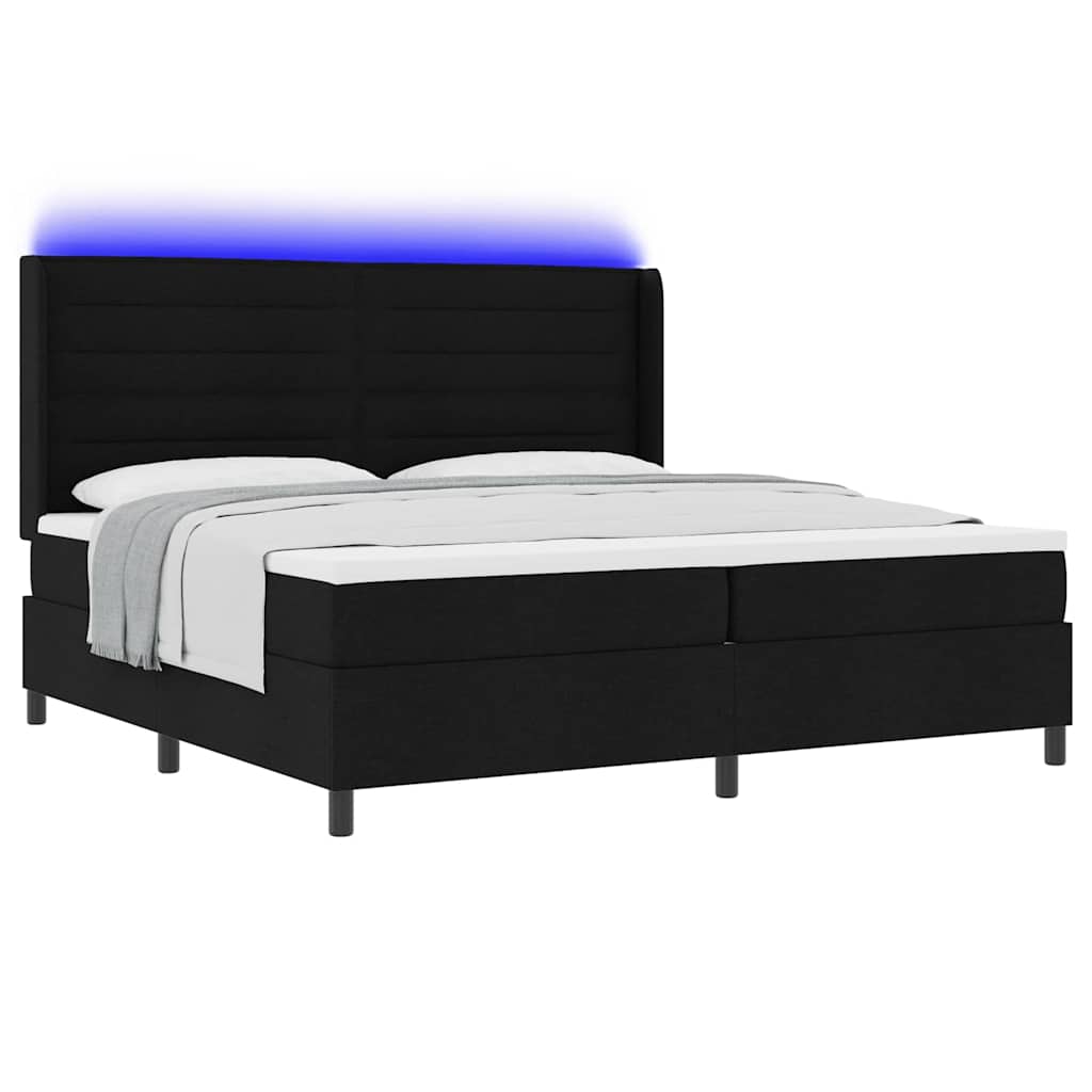 vidaXL LED Κρεβάτι με βάθρο με στρώμα Μαύρο 200 x 200 cm ύφασμα