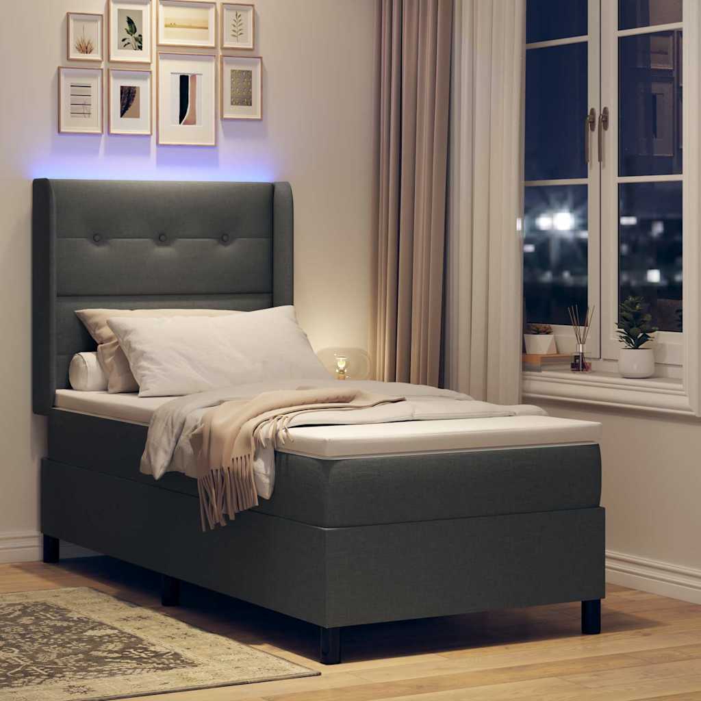 vidaXL LED Κρεβάτι με βάθρο με στρώμα Ανοιχτό γκρι 80 x 200 cm ύφασμα