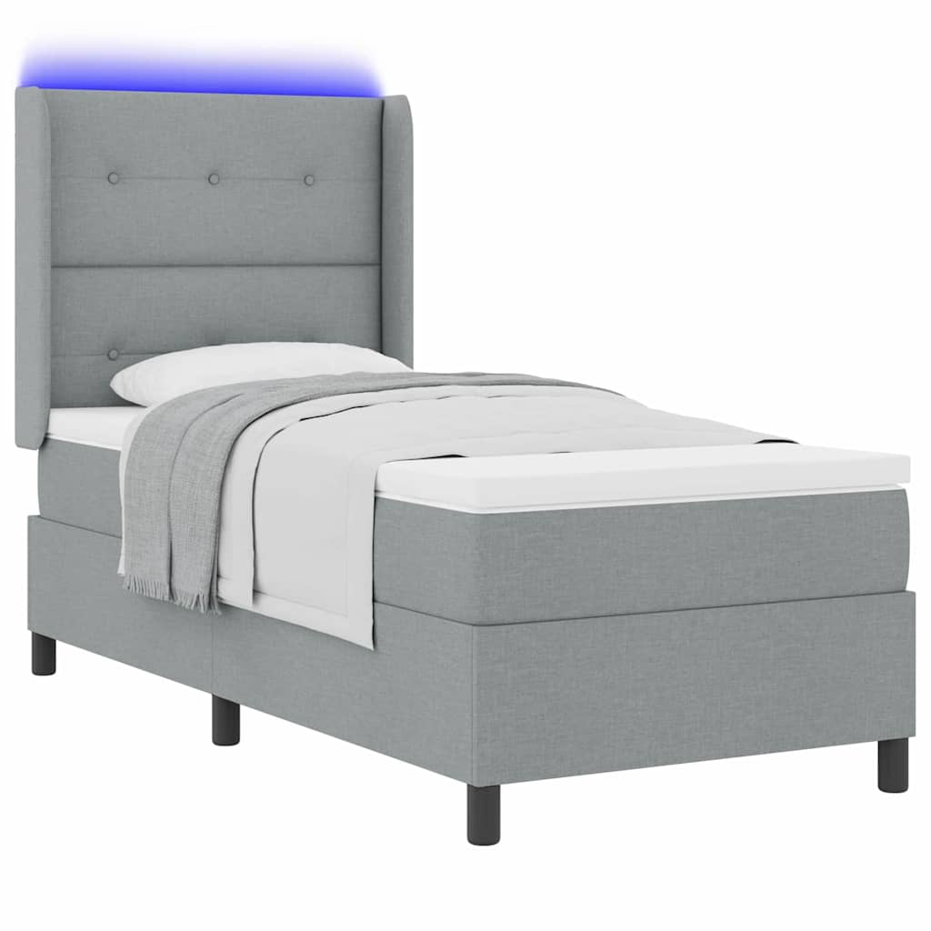 vidaXL LED Κρεβάτι με βάθρο με στρώμα Ανοιχτό γκρι 80 x 200 cm ύφασμα