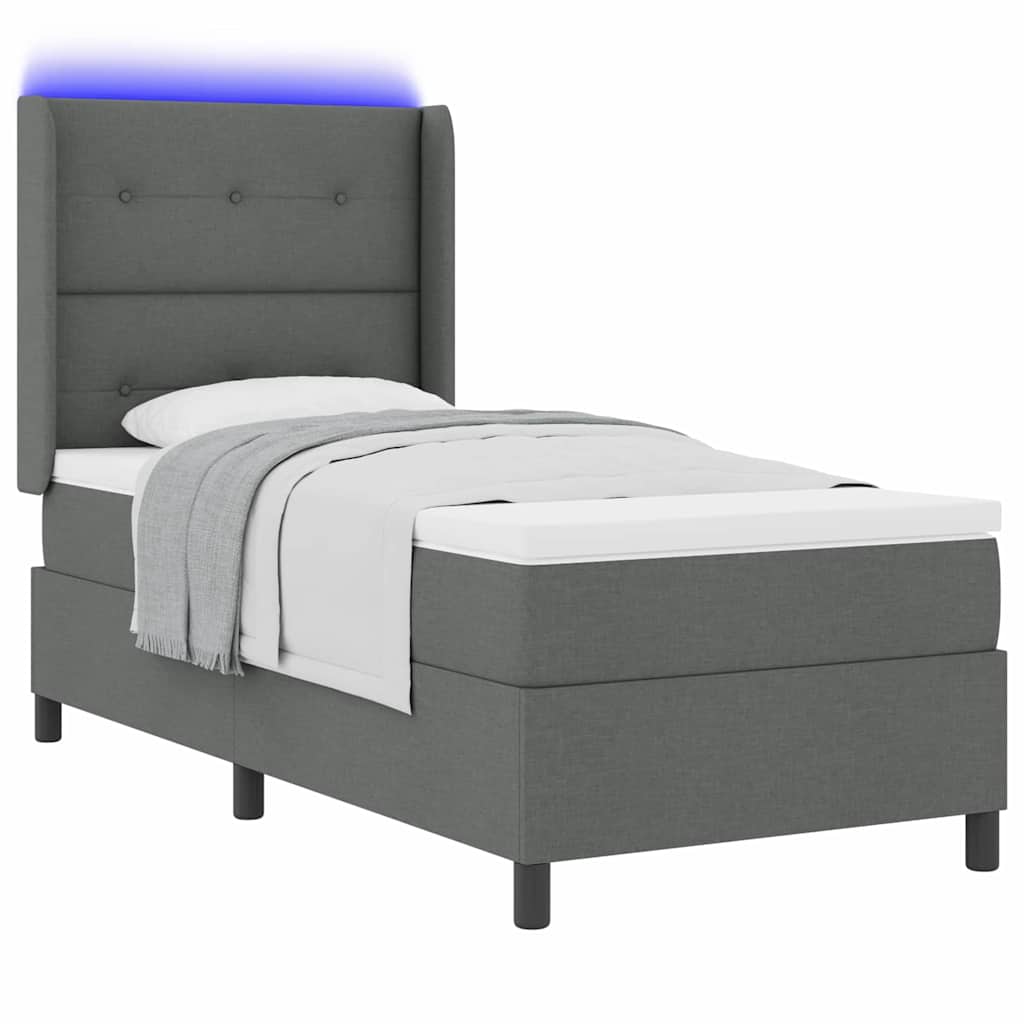 vidaXL LED Κρεβάτι με βάθρο με στρώμα Σκούρο Γκρι 80 x 200 cm ύφασμα