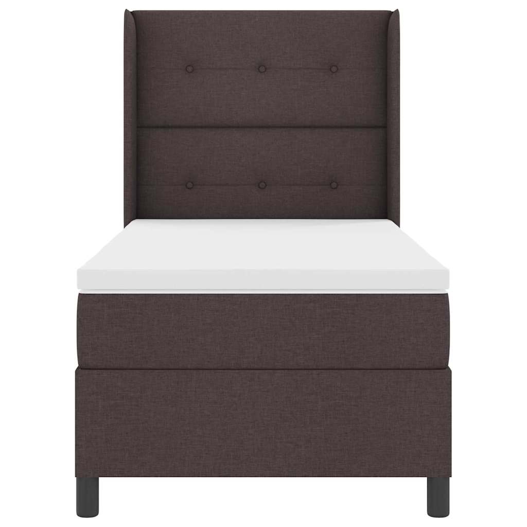 vidaXL LED Κρεβάτι με βάθρο με στρώμα Σκούρο Καφέ 80 x 200 cm ύφασμα