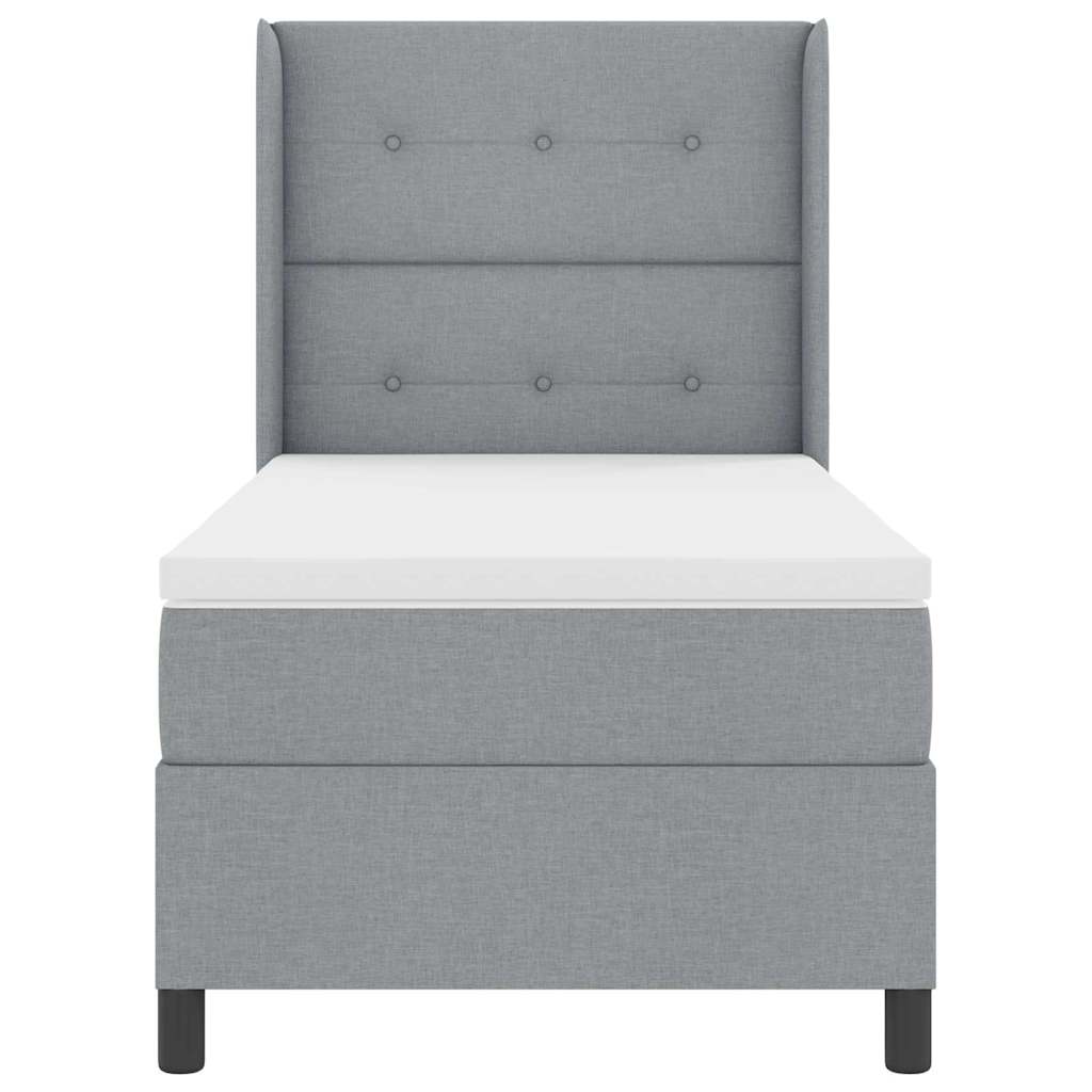 vidaXL LED Κρεβάτι με βάθρο με στρώμα Ανοιχτό γκρι 90 x 190 cm ύφασμα