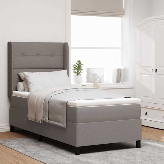 vidaXL LED Κρεβάτι με βάθρο με κεφαλάρι Taupe 100 x 200 cm ύφασμα