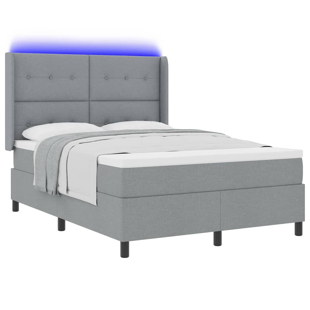 vidaXL LED Κρεβάτι με βάθρο Ανοιχτό γκρι 160 x 200 cm ύφασμα