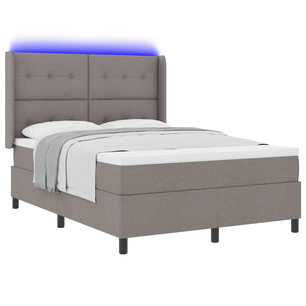 vidaXL LED Κρεβάτι με βάθρο με κεφαλάρι Taupe 160 x 200 cm ύφασμα