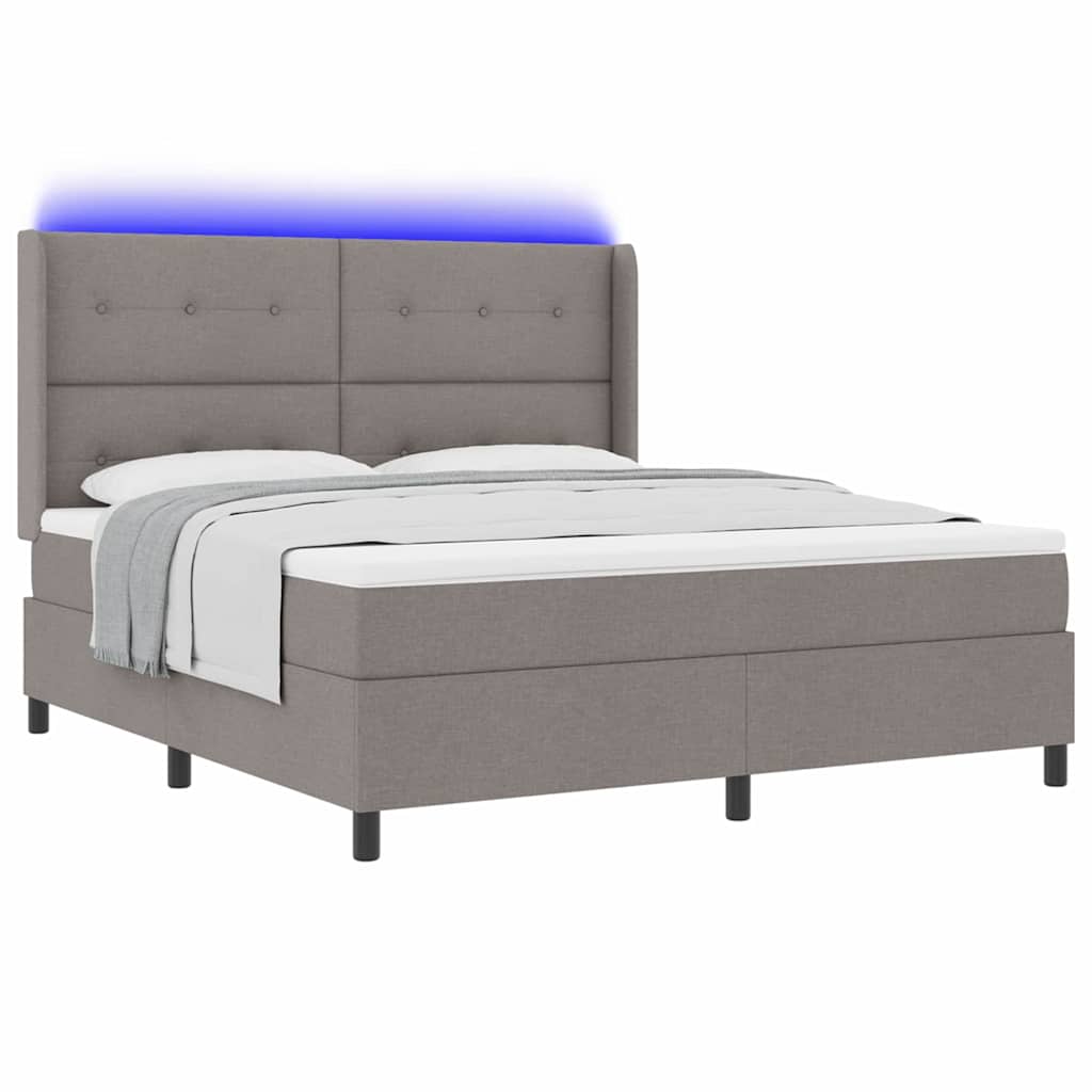 vidaXL LED Κρεβάτι με βάθρο με στρώμα Taupe 180 x 200 cm ύφασμα