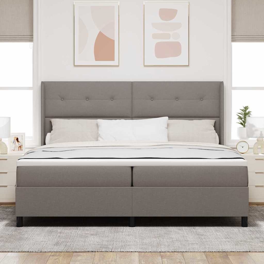 vidaXL LED Κρεβάτι με βάθρο με κεφαλάρι Taupe 200 x 200 cm ύφασμα