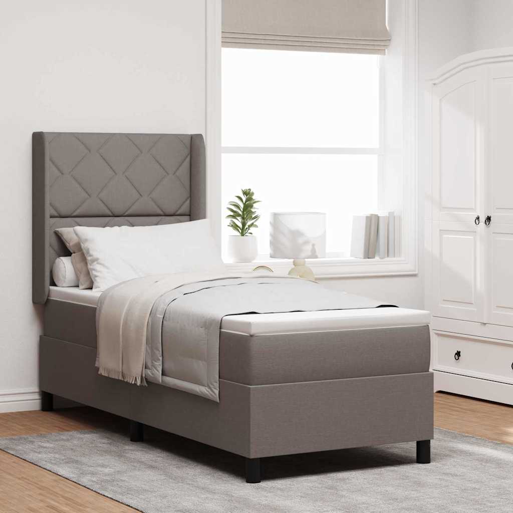 vidaXL LED Κρεβάτι με βάθρο με κεφαλάρι Taupe 90 x 190 cm ύφασμα