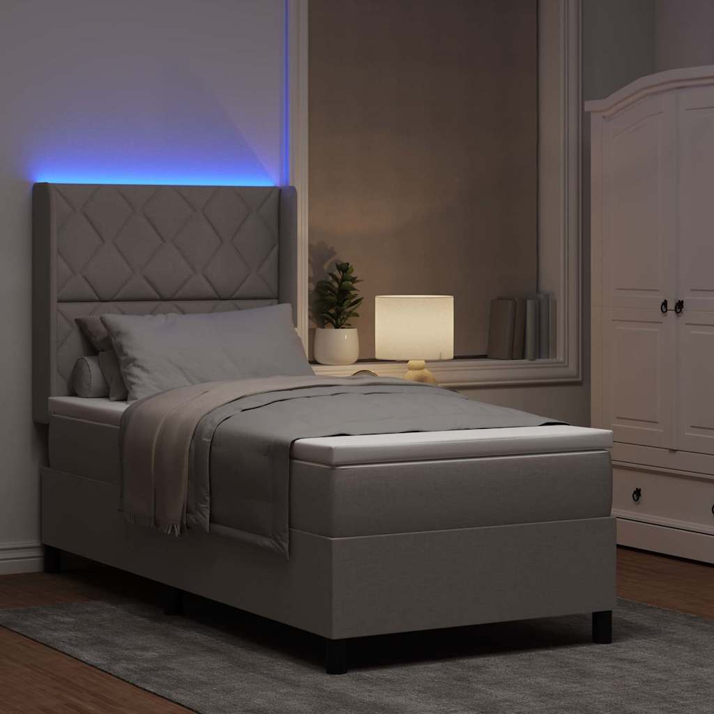 vidaXL LED Κρεβάτι με βάθρο με κεφαλάρι Taupe 100 x 200 cm ύφασμα