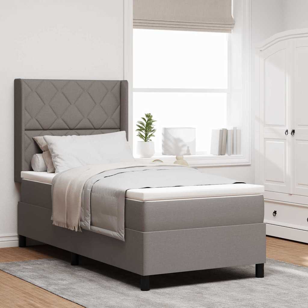 vidaXL LED Κρεβάτι με βάθρο με κεφαλάρι Taupe 100 x 200 cm ύφασμα