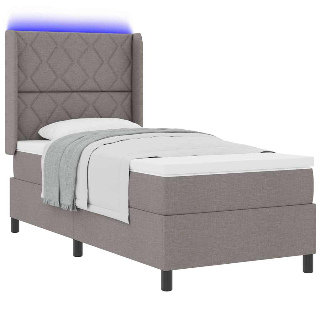 vidaXL LED Κρεβάτι με βάθρο με κεφαλάρι Taupe 100 x 200 cm ύφασμα
