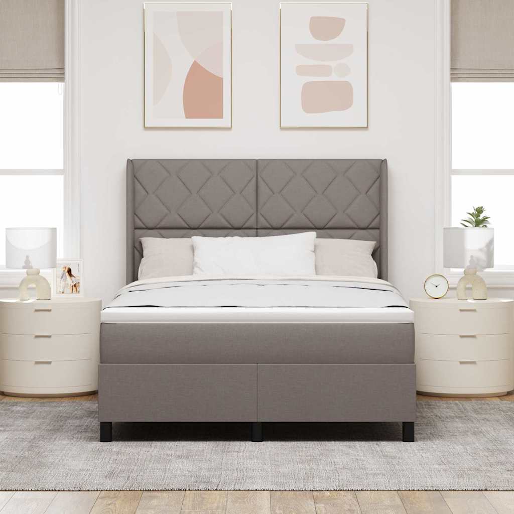 vidaXL LED Κρεβάτι με βάθρο με κεφαλάρι Taupe 140 x 190 cm ύφασμα