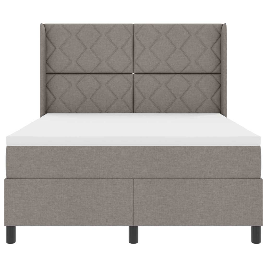 vidaXL LED Κρεβάτι με βάθρο με κεφαλάρι Taupe 140 x 190 cm ύφασμα