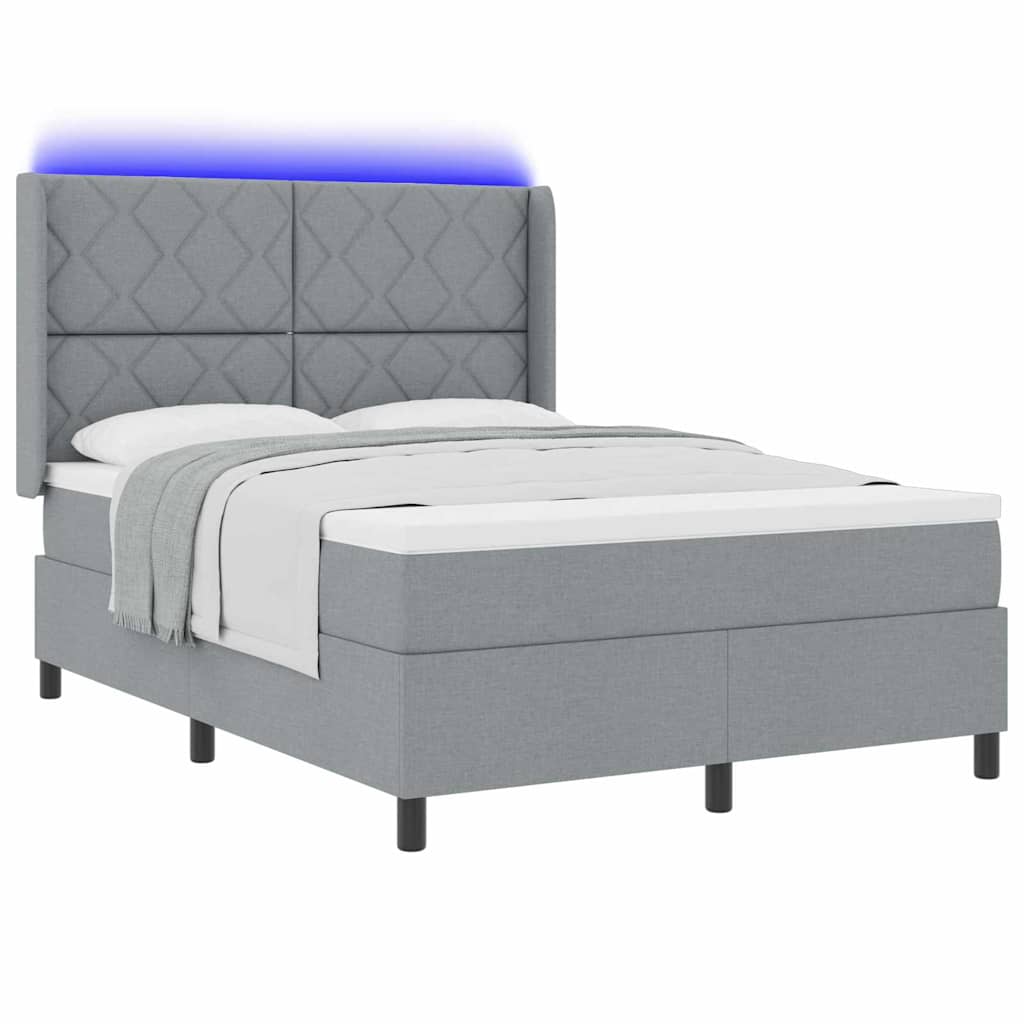 vidaXL LED Κρεβάτι με βάθρο Ανοιχτό γκρι 140 x 200 cm ύφασμα