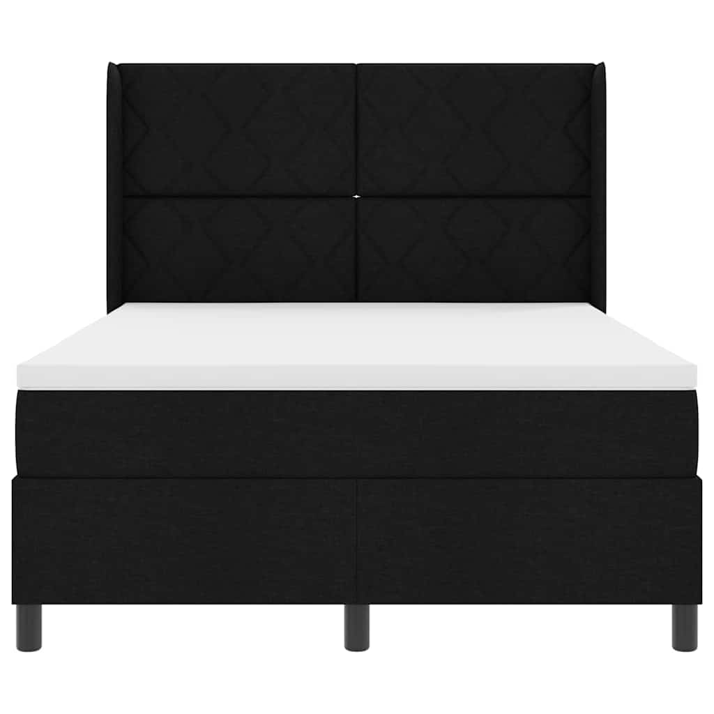 vidaXL LED Κρεβάτι με βάθρο με κεφαλάρι Μαύρο 160 x 200 cm ύφασμα
