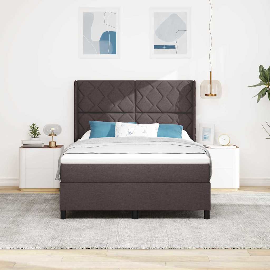 vidaXL LED Κρεβάτι με βάθρο Σκούρο Καφέ 160 x 200 cm ύφασμα