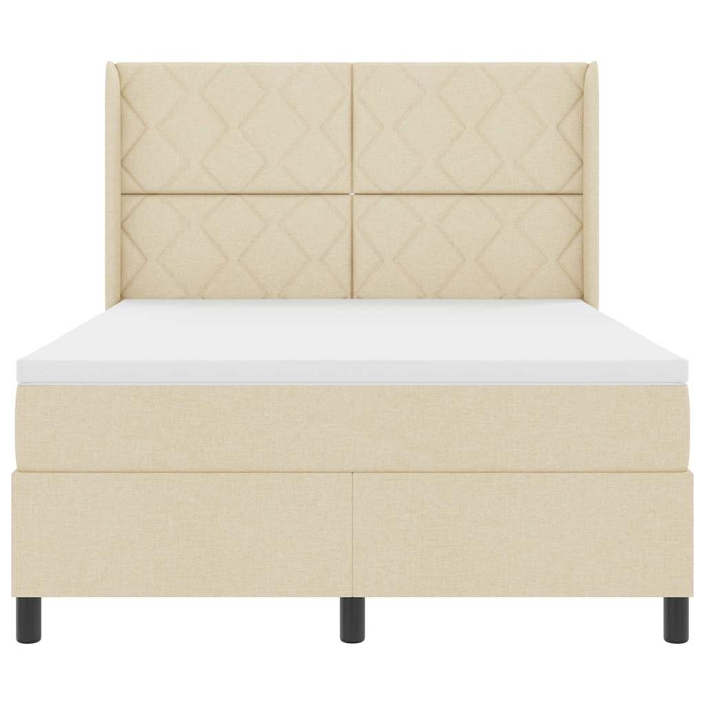 vidaXL LED Κρεβάτι με βάθρο με στρώμα Κρεμ 160 x 200 cm ύφασμα