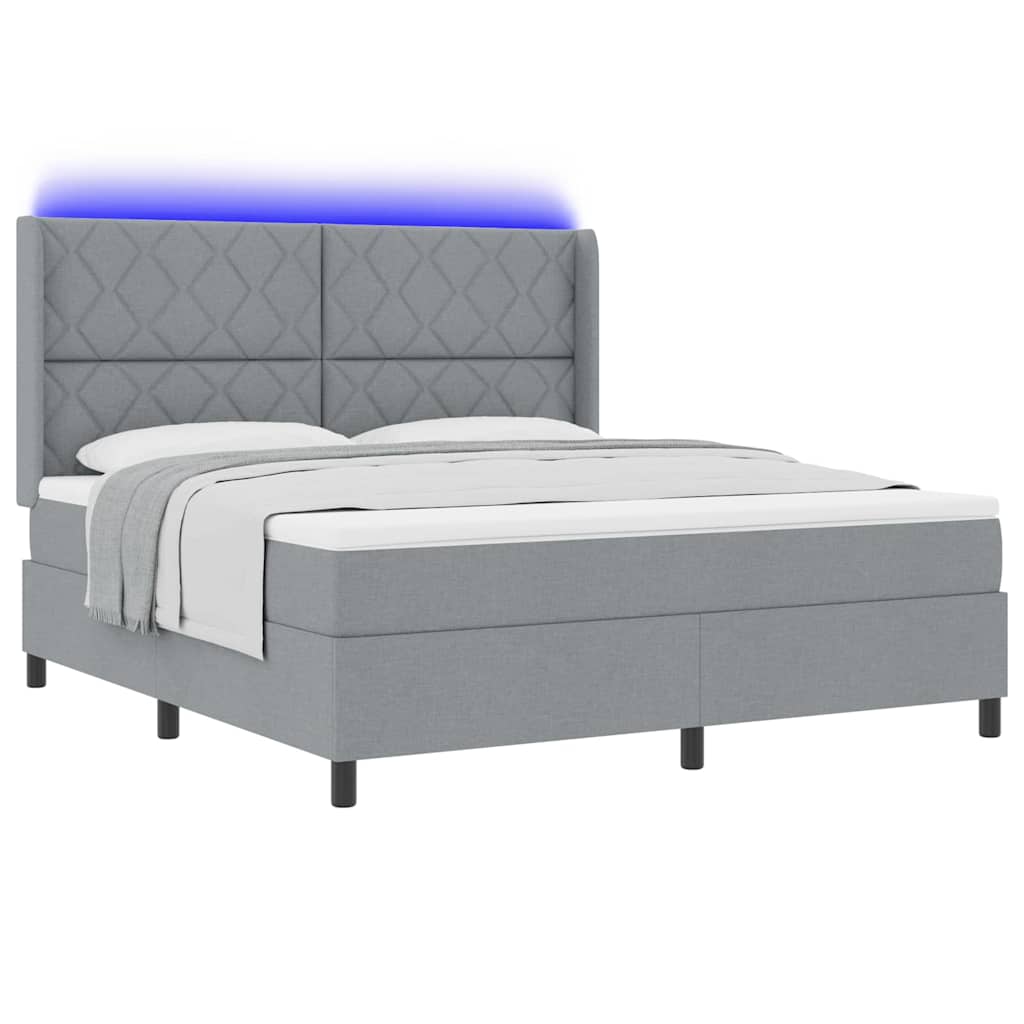 vidaXL LED Κρεβάτι με βάθρο Ανοιχτό γκρι 180 x 200 cm ύφασμα