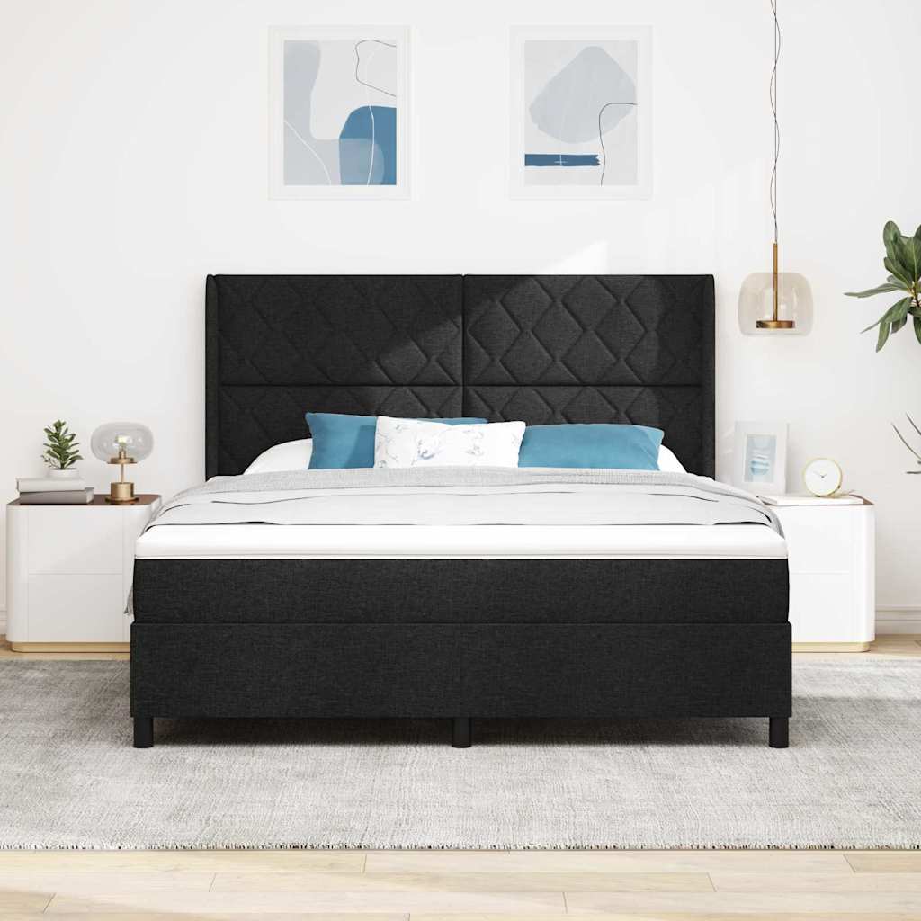 vidaXL LED Κρεβάτι με βάθρο με κεφαλάρι Μαύρο 180 x 200 cm ύφασμα