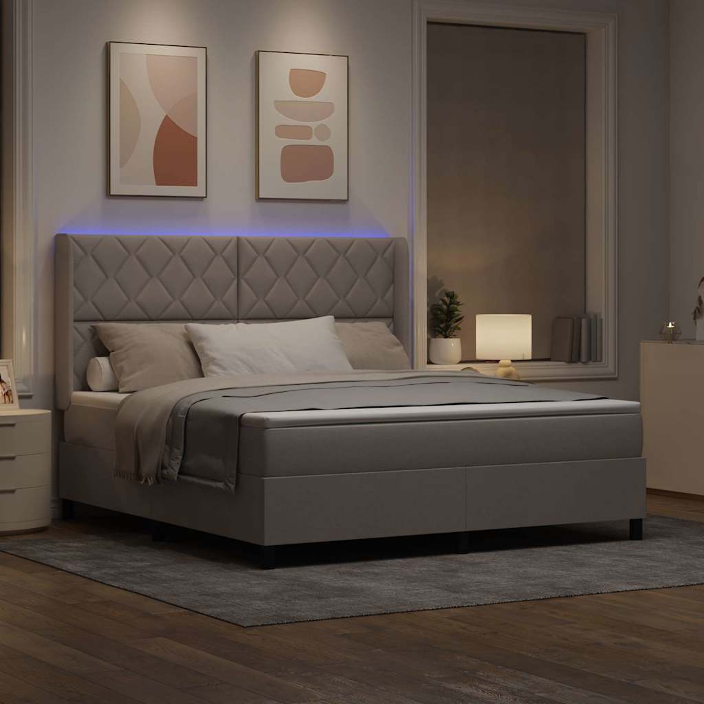 vidaXL LED Κρεβάτι με βάθρο με κεφαλάρι Taupe 180 x 200 cm ύφασμα