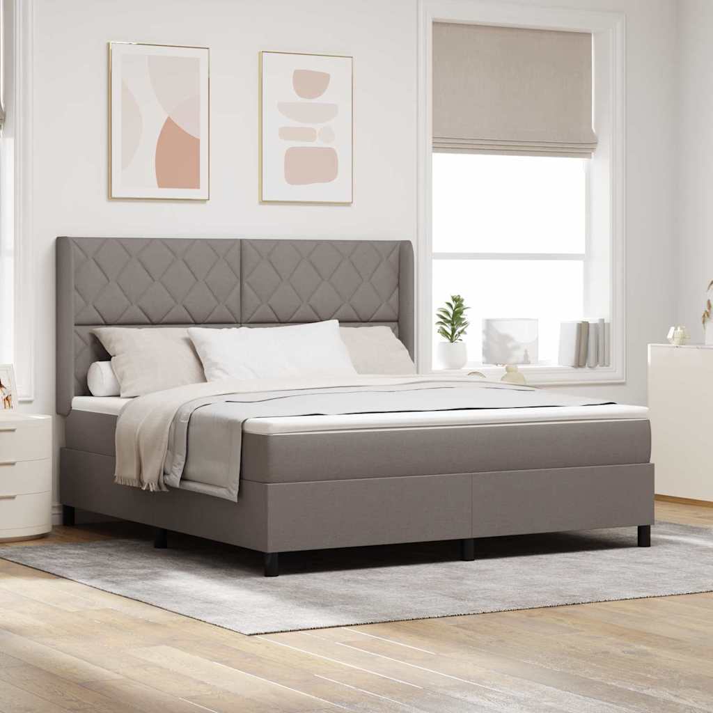 vidaXL LED Κρεβάτι με βάθρο με κεφαλάρι Taupe 180 x 200 cm ύφασμα