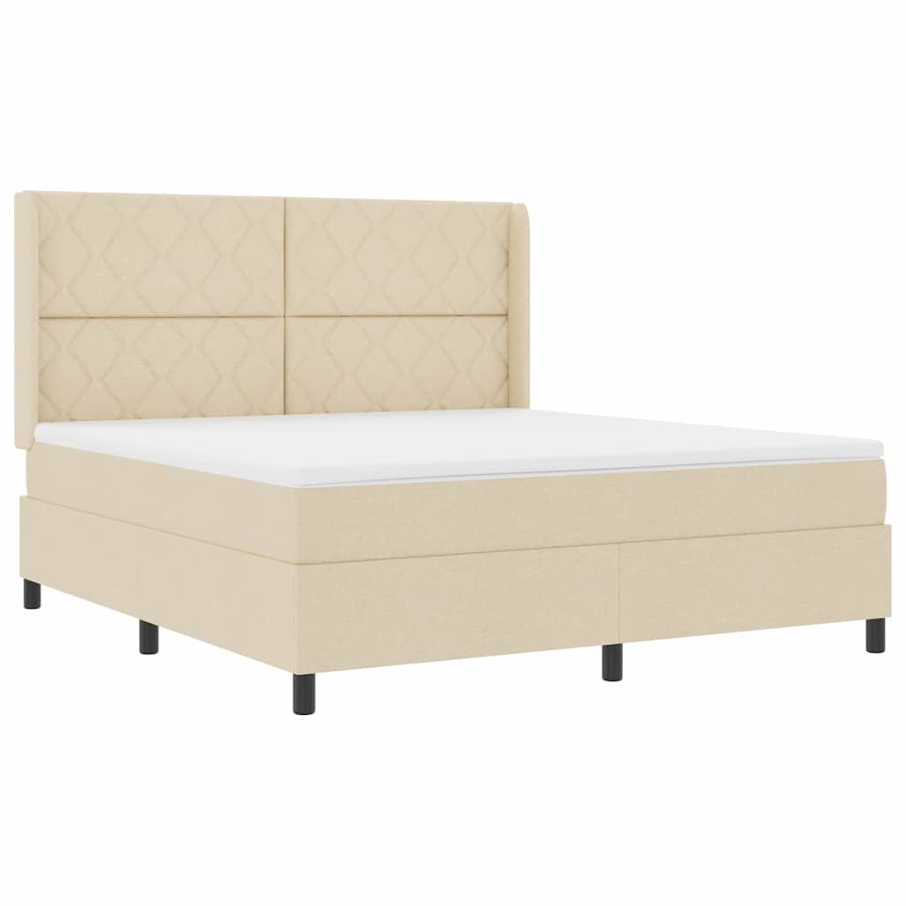 vidaXL LED Κρεβάτι με βάθρο με κεφαλάρι Κρεμ 180 x 200 cm ύφασμα