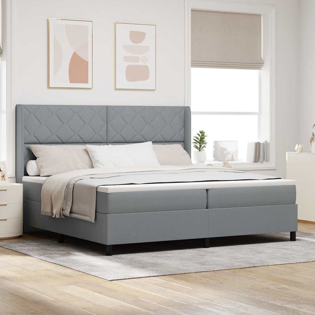 vidaXL LED Κρεβάτι με βάθρο Ανοιχτό γκρι 200 x 200 cm ύφασμα