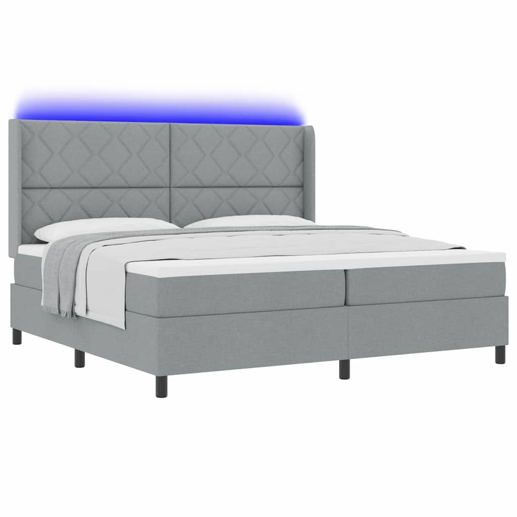 vidaXL LED Κρεβάτι με βάθρο Ανοιχτό γκρι 200 x 200 cm ύφασμα