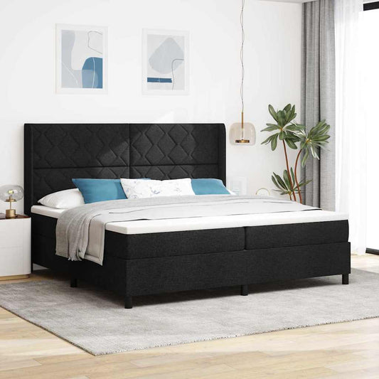 vidaXL LED Κρεβάτι με βάθρο με κεφαλάρι Μαύρο 200 x 200 cm ύφασμα