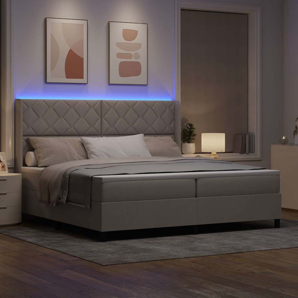 vidaXL LED Κρεβάτι με βάθρο με κεφαλάρι Taupe 200 x 200 cm ύφασμα